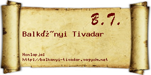 Balkányi Tivadar névjegykártya