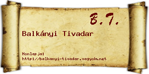 Balkányi Tivadar névjegykártya