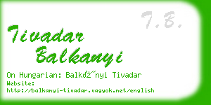 tivadar balkanyi business card